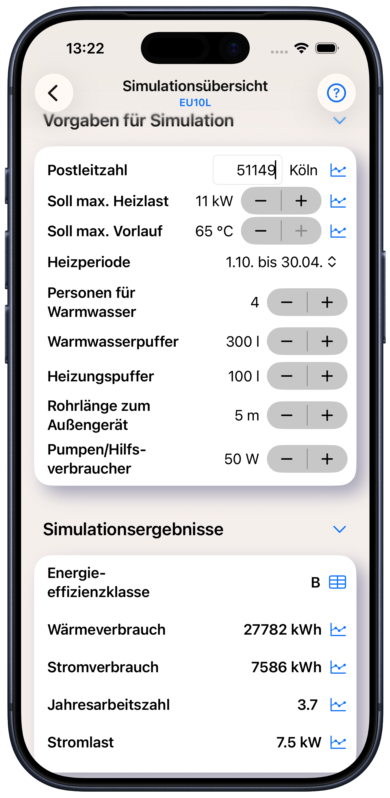 Simulationsübersicht – Vorgaben und Ergebnisse